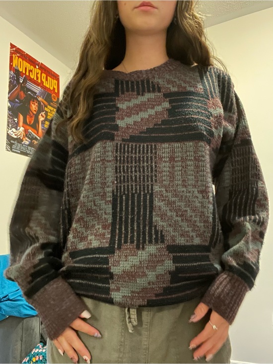 jonathan Bryan Other - Geometric Pattern Knit Sweater in Brown and Olive (Fits Women’s Small/Med)